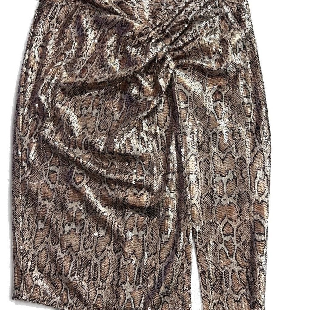 Fashion 2 Figure Gold Sequin‎ Snake Print Midi Skirt - Picture 4 of 7